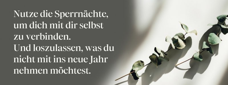Nutze die Sperrnächte, um dich mit dir selbst zu verbinden. Und loszulassen, was du nicht mit ins neue Jahr nehmen möchtest.